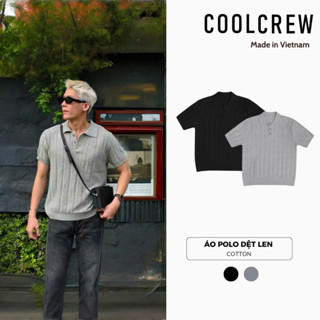 Áo Polo ngắn tay Len Dệt cotton COOLCREW Phong Cách Hàn Quốc Cho Nam Nữ