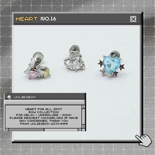   1 Chiếc   BẤM  Khuyên Tai HEART NO.16  Cách Điệu Unisex Màu Bạc Đuôi Bi Không Gỉ Bông Tai Julies Box 66 