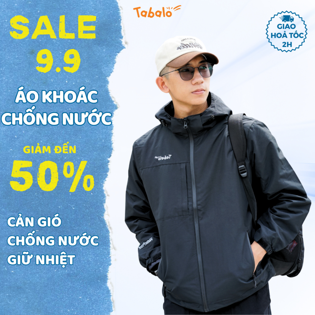 Áo Khoác Gió 2 Lớp Nam Nữ Tabalo Waterproof Chống Thấm, Cản Gió, Vải Dày Dặn