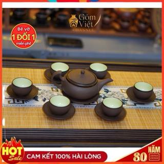  Bộ Ấm Chén Gốm Mộc  ĐÃ KIỂM ĐỊNH  Bát Tràng Bộ Trà Men Nâu Ganh Mộc Trơn 320ML nghệ nhân Phạm Thế Anh tại Bát Tràng 