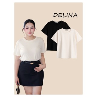 DELINA - Áo thun baby tee trơn cổ tròn big size nữ 50-100kg, chất liệu cotton 100% 250gsm, trẻ trung, năng động