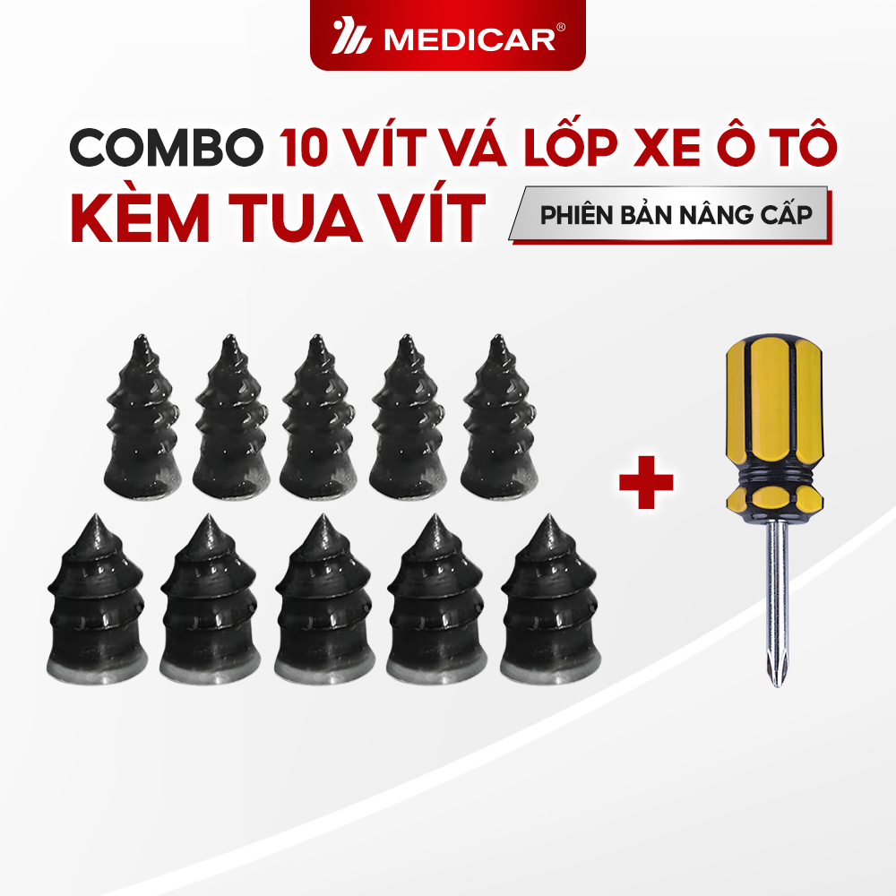 COMBO 10 Vít Vá Lốp Xe Ô Tô Kèm Tua Vít MEDICAR chuyên dụng - Phiên bản nâng cấp