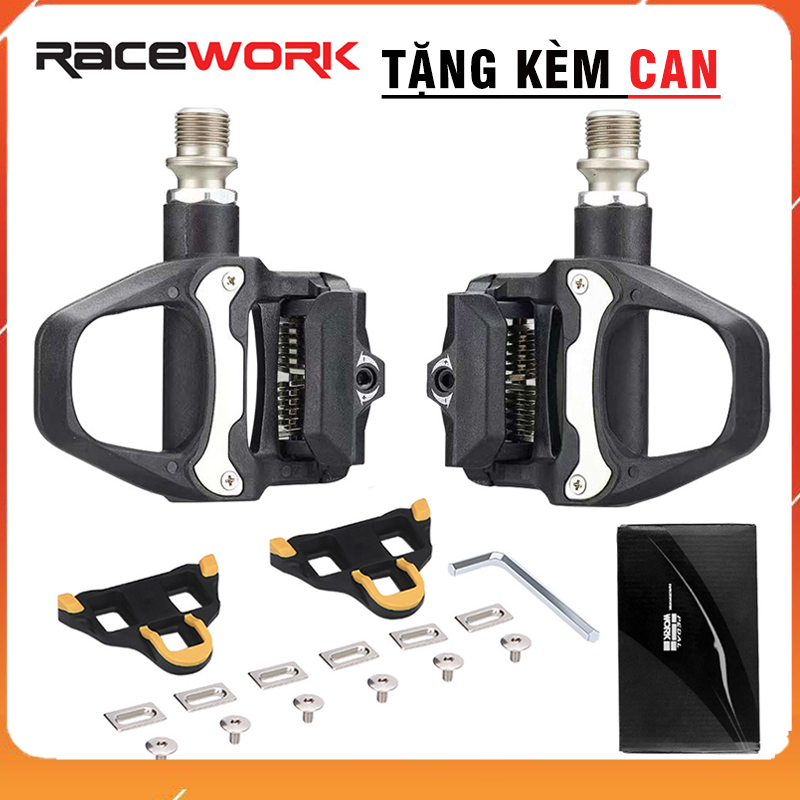 Pedal can cá xe đạp Racework dành cho xe road,  fixed gear, tặng kèm can Cleat