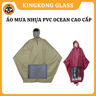 [130cmx120cm] Áo mưa nhựa PVC OCEAN cao cấp, áo mưa chống thấm siêu nhẹ 1 đầu chất liệu mỏng nhẹ trượt nước