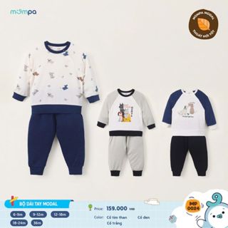 Bộ quần áo dài tay thu đông cho bé Mompa 6 tháng - 4 tuổi vải Bamboo mềm mại thoáng mát 358