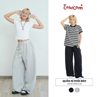 Quần Nỉ Chân Cua Phối Cạp Bèo Bycamcam Ống Rộng Phong Cách Streetwear QTD281