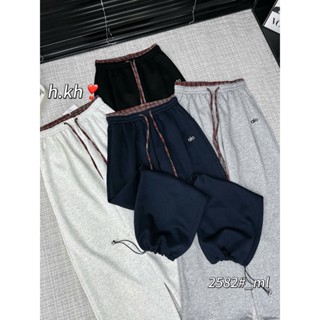 quần nỉ sông nữ mặc được 2 kiểu, cạp  phối màu kẻ siêu xinh đẹp lạ mắt