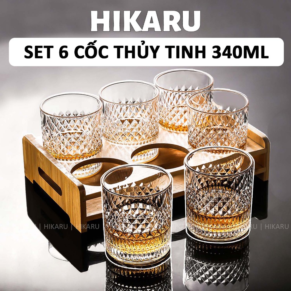 Cốc Thủy Tinh Họa Tiết Kim Cương HIKARU Cao Cấp Dung Tích 210ml DT250900201