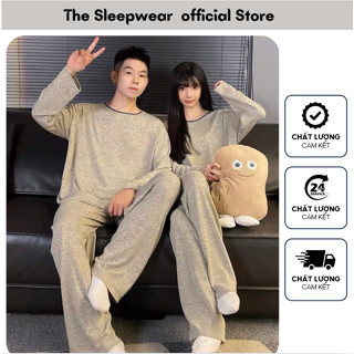  Bộ ngủ dài tay Mùa Thu Đông cho nam và nữ -The sleepwearBĐ01- Bộ dài tay len tăm unisexcó size 110kg 