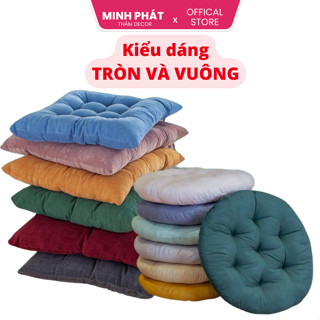  Đệm ngồi bệt vuông tròn miếng nệm lót ghế văn phòng trơn 1 màu 40x40cm vải đũi mềm mịn 