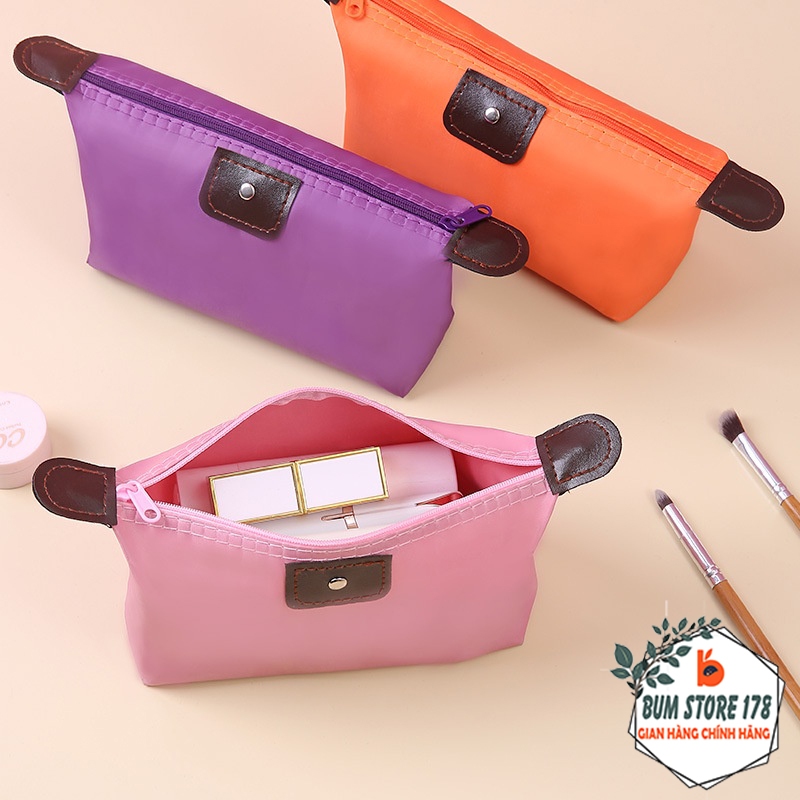 Combo Túi đựng mỹ phẩm nhỏ gọn vải chống thấm nhiều màu, Túi đựng đồ mini cầm tay gọn nhẹ xinh xắn