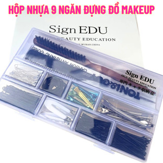 Hộp nhựa cứng 9 ngăn đựng ghim kẹp tóc đồ makeup bền tiện lợi cho thợ makeup