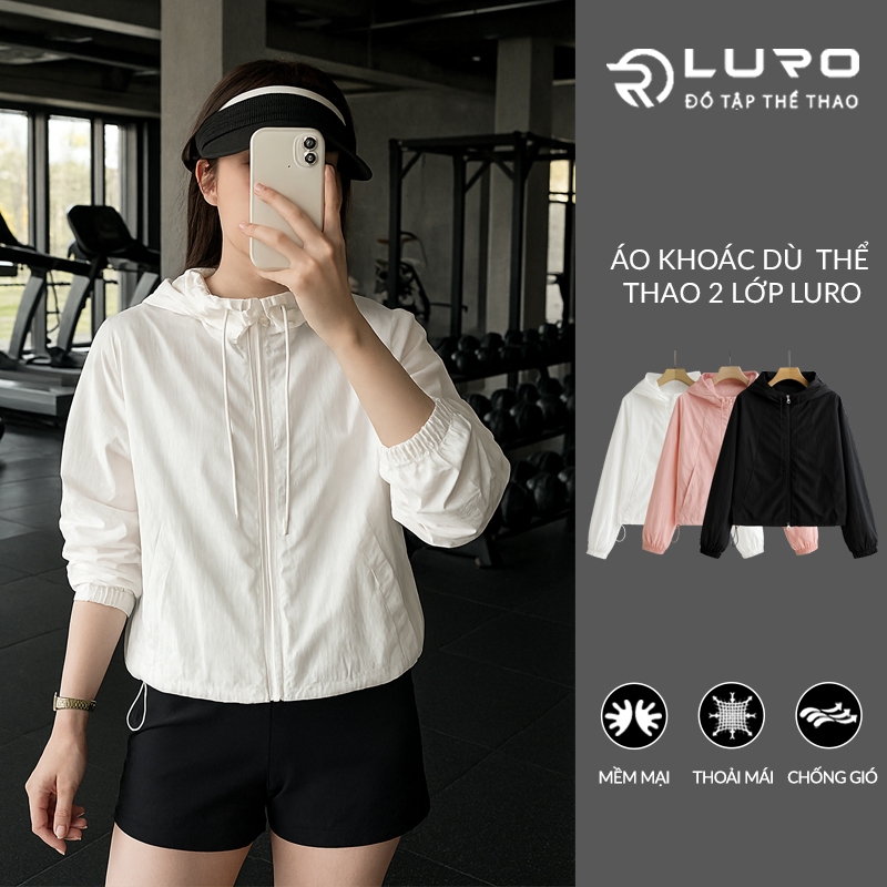 Áo khoác dù thể thao nữ có mũ, kiểu áo gió nhăn phom rộng 2 lớp cao cấp chống nắng, gió tốt - AG1