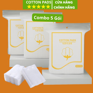   Combo 5 gói  Bông tẩy trang Cotton Pads 222 miếng mềm mịn Bông tẩy trang chuẩn ISO9001:2015 