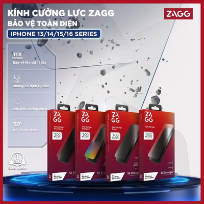 [iPhone 17/16/15/14/13] Kính cường lực ZAGG trong suốt, chống nhìn trộm, bảo vệ mắt, XTR, kèm khay dán, Hàng Chính Hãng