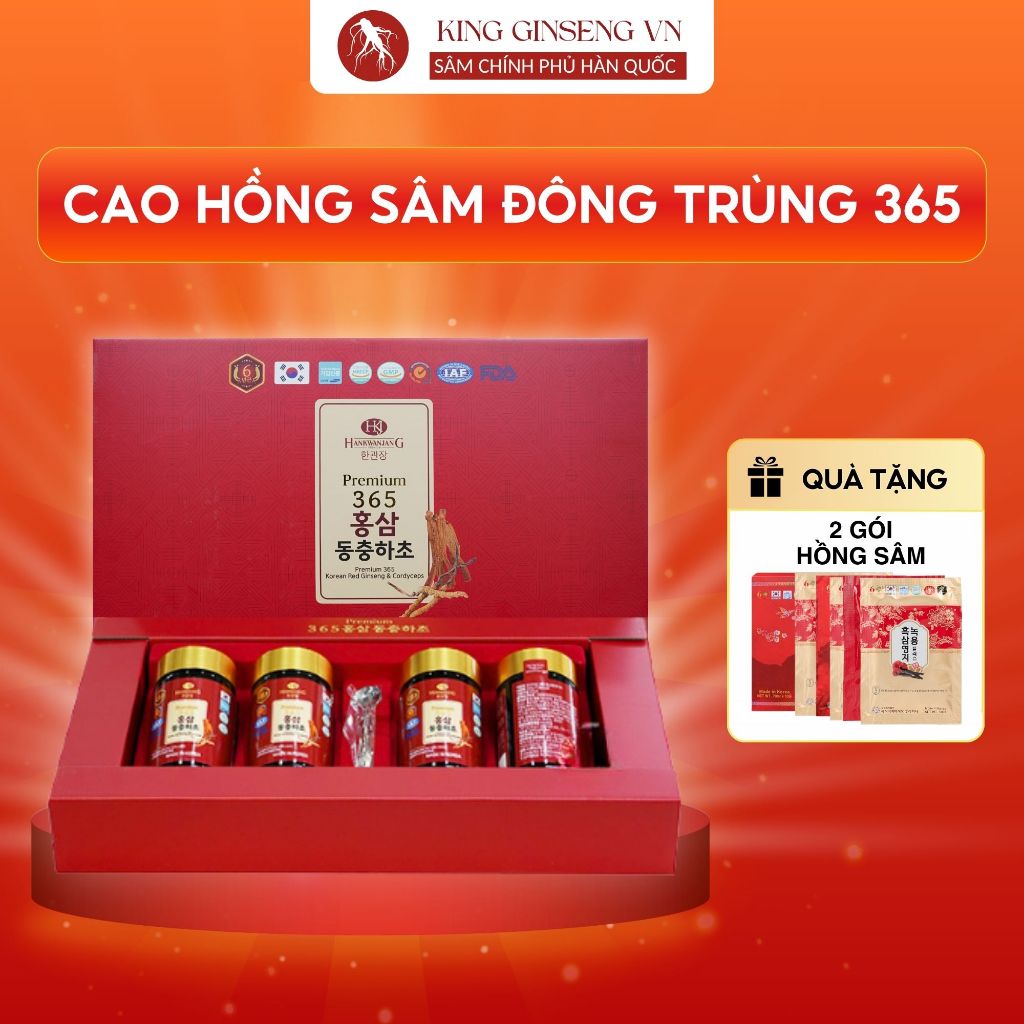 Cao Hồng Sâm Đông Trùng Hạ Thảo 365 Hàn Quốc 2 Lọ, 4 Lọ