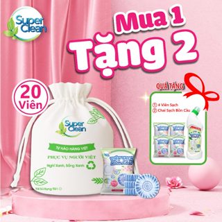 Combo 20 Viên Sạch Bồn Cầu - Tặng Thêm 4 viên sạch bồn cầu Super Clean và 1 Chai Sạch Bồn Cầu