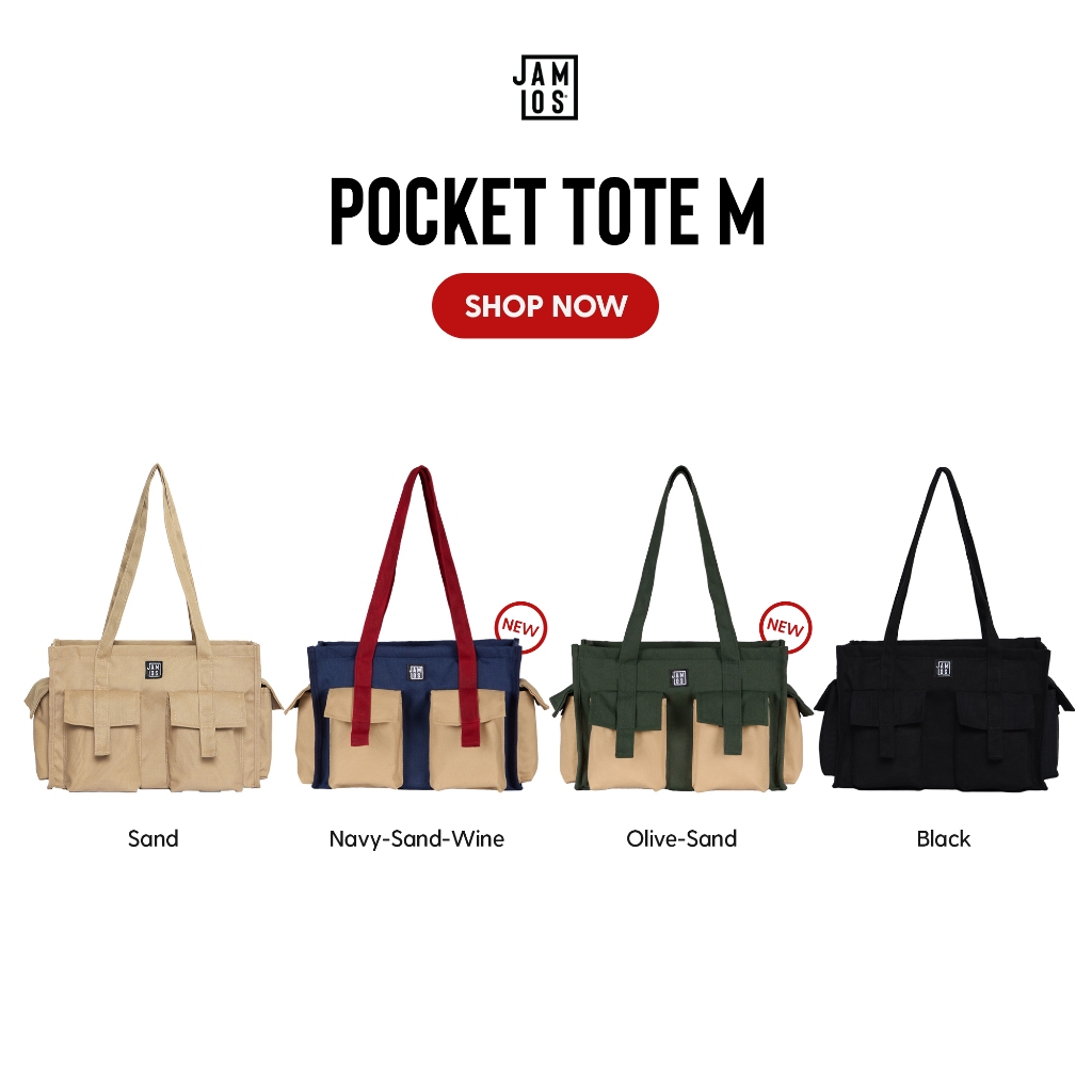 Pocket Tote M - Túi tote canvas nhiều ngăn túi hộp thời trang thanh lịch Jamlos
