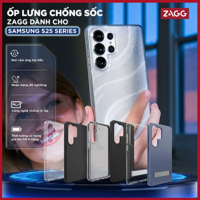 Ốp lưng bảo vệ ZAGG dành cho Samsung S25 Series chống va đập và trầy xước
