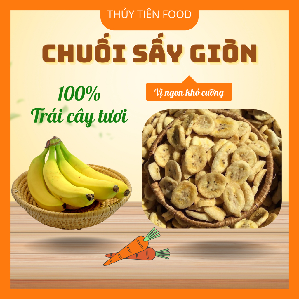 THUYTIENFOOD Chuối Laba Sấy Giòn – Snack Trái Cây Ăn Vặt – Túi 200gr/500gr – Giòn Ngon Tự Nhiên