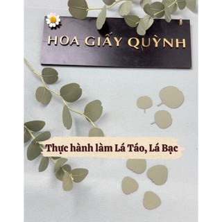 Sét lá giấy cắt sẵn làm lá bạc, lá táo - lá giấy mỹ thuật handmade (chưa có kẽm và cành)
