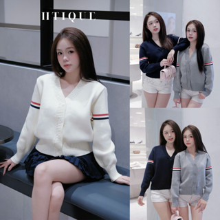 (BST Thu Đông HTIQUE) DEAL mở bán Áo khoác cardigan 3 sọc, Áo khoác len ba màu girl phố LA07