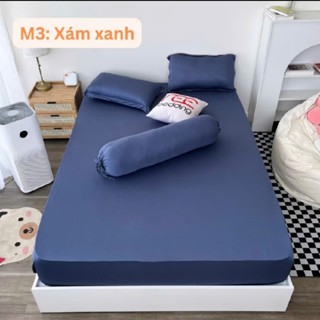  Bộ drap thun lạnh màu trơn 4 món  1 ga 2 vỏ gối nằm 50x70 1 vỏ gối ôm  