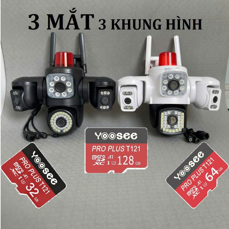 [Tặng Thẻ Nhớ] Camera Yoosee Ngoài Trời 3 Mắt 3 Khung Hình Xoay Độc Lập 4 Chiều - Hình Ảnh FHD Sắc N