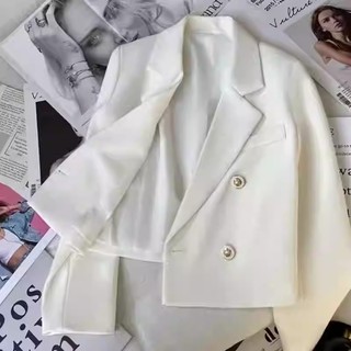  Áo khoác blazer đệm vai áo vest croptop dài tay cho nữ dáng ngắn 2 lớp cúc giữa Quảng Châu ÁO CROPTOP 4 CÚC 
