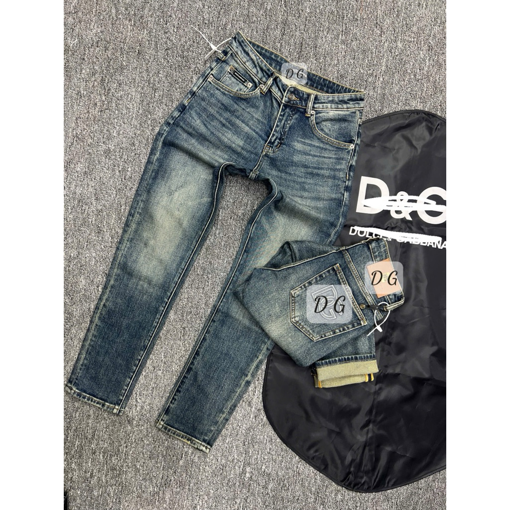 quần bò dài nam dk boutique màu xanh đậm mài điểm nhấn hoạ tiết túi,vải dầy mềm co giãn nhẹ giữ phom