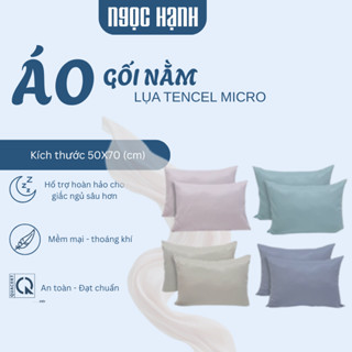  Áo gối nằm lụa TENCEL SILKY mát lạnh mềm mại  50x70  màu trơn và không nhăn - Ngọc Hạnh Bedding 