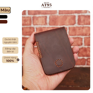 Ví kẹp tiền mini nhỏ gọn da bò sáp hàng thủ công thương hiệu AT95 VKT03