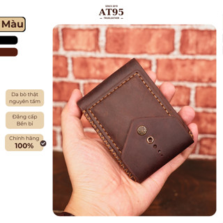 Ví gập nút bấm mini siêu gọn Danny da bò thật thương hiệu AT95