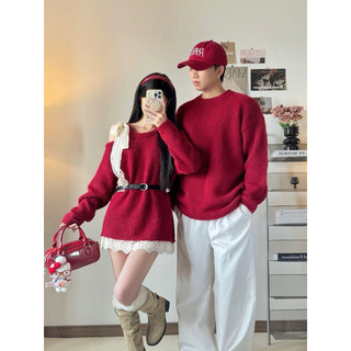  Áo đôi LEN DÀY Hàn Xẻng 2 màu đen và đỏ - FOREVER COUPLE 