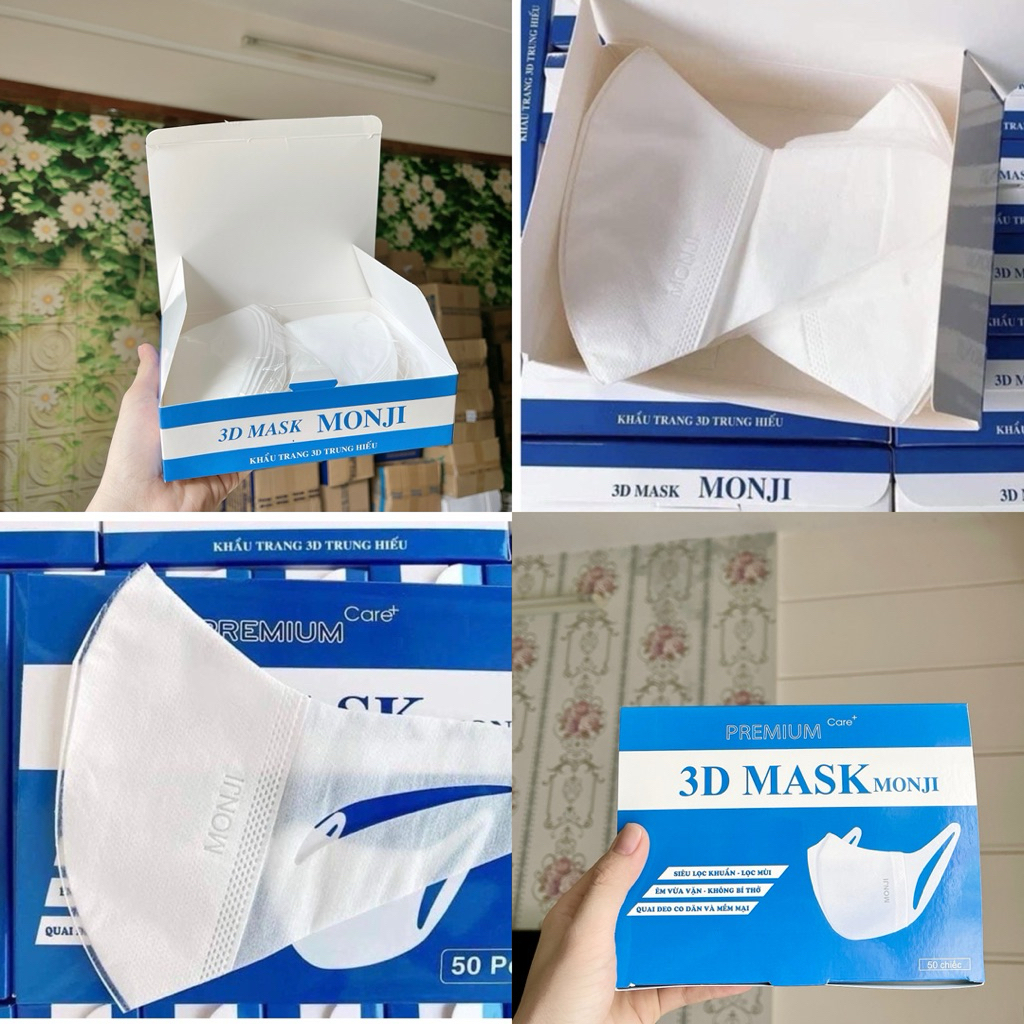 khẩu trang 3D mask monji & 3D mask BC mask bảo châu ,3 lớp kháng khuẩn