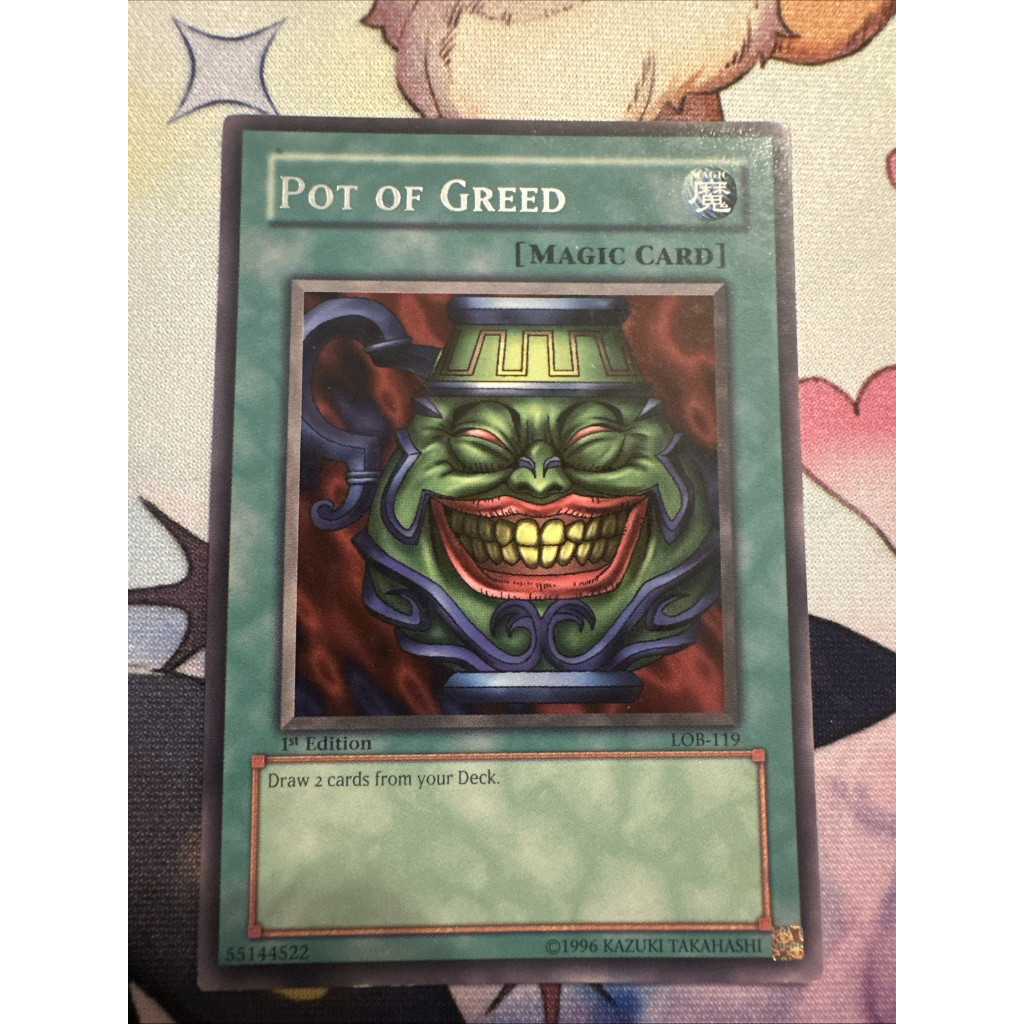1st tem vàng rare mã cổ LOB Lá bài thẻ bài Yugioh Pot Of Greed - Tặng bọc bài nhựa spell