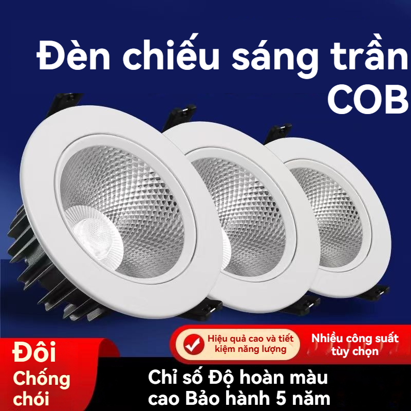 Đèn LED downlight âm trần COB, đèn âm trần siêu sáng, đèn ray chuyên dụng cho trung tâm mua sắm