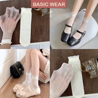  Set 3 Đôi Tất Ren Lụa Lolita Mỏng Thoáng Khí Tất Cổ Bèo Tiểu Thư TT69 