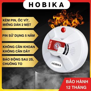  Chuông báo cháy báo khói không dây hobika,báo cháy tự động cảm biến khói dùng pin độ nhạy cao,báo cháy hoạt động độc lập 