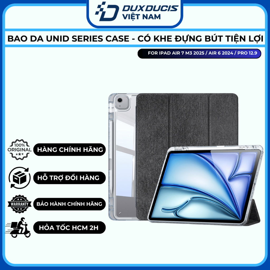 Bao Da Dux Duics Dành Cho iPad Air 7 M3 2025 13"/ Air 6 2024 13" / iPad Pro 12.9", Unid Series Case,