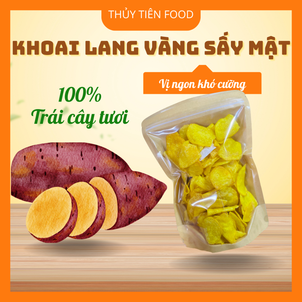 THUYTIENFOOD Khoai Lang Vàng Sấy Mật – Túi 200gr – Snack Ăn Vặt Ngọt Tự Nhiên – Healthy Tốt Cho Sức Khỏe