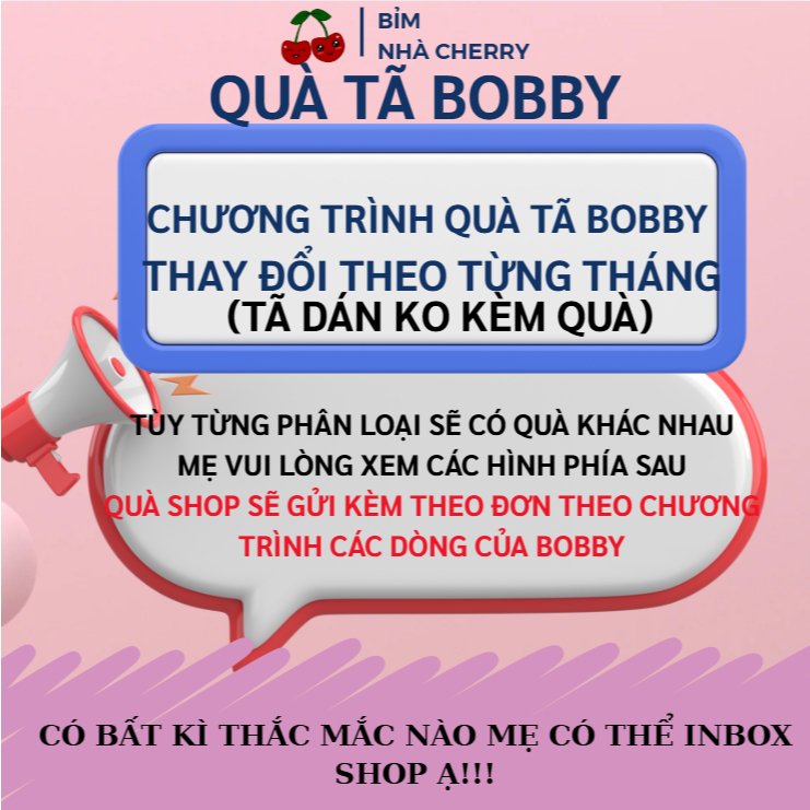 DÁN KO QUÀ - Quà cho các đơn hàng mua tã quần Bobby Ultra, Bobby Organic, Bobby Premium, Tã quần mở 
