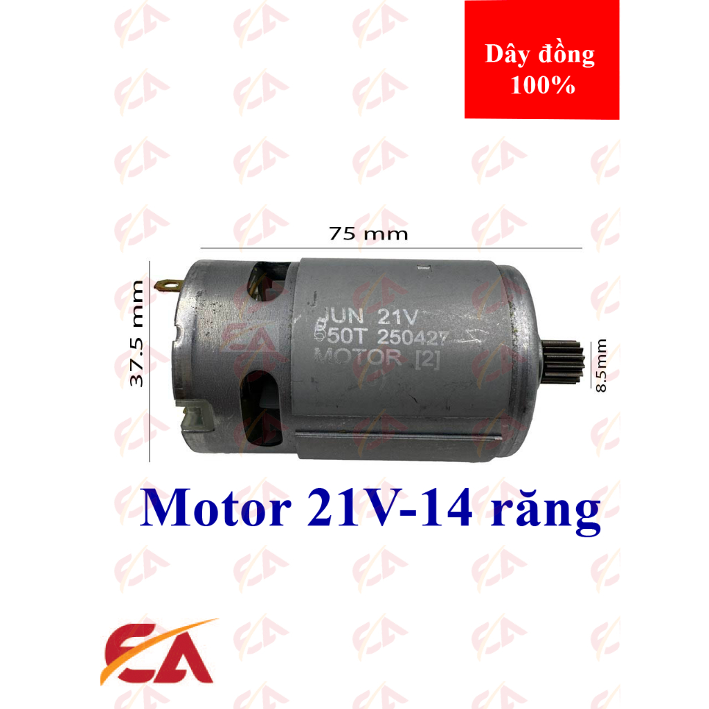 Motor 550, Motor 21V mẫu 14 răng dùng cho máy cưa xích 21V