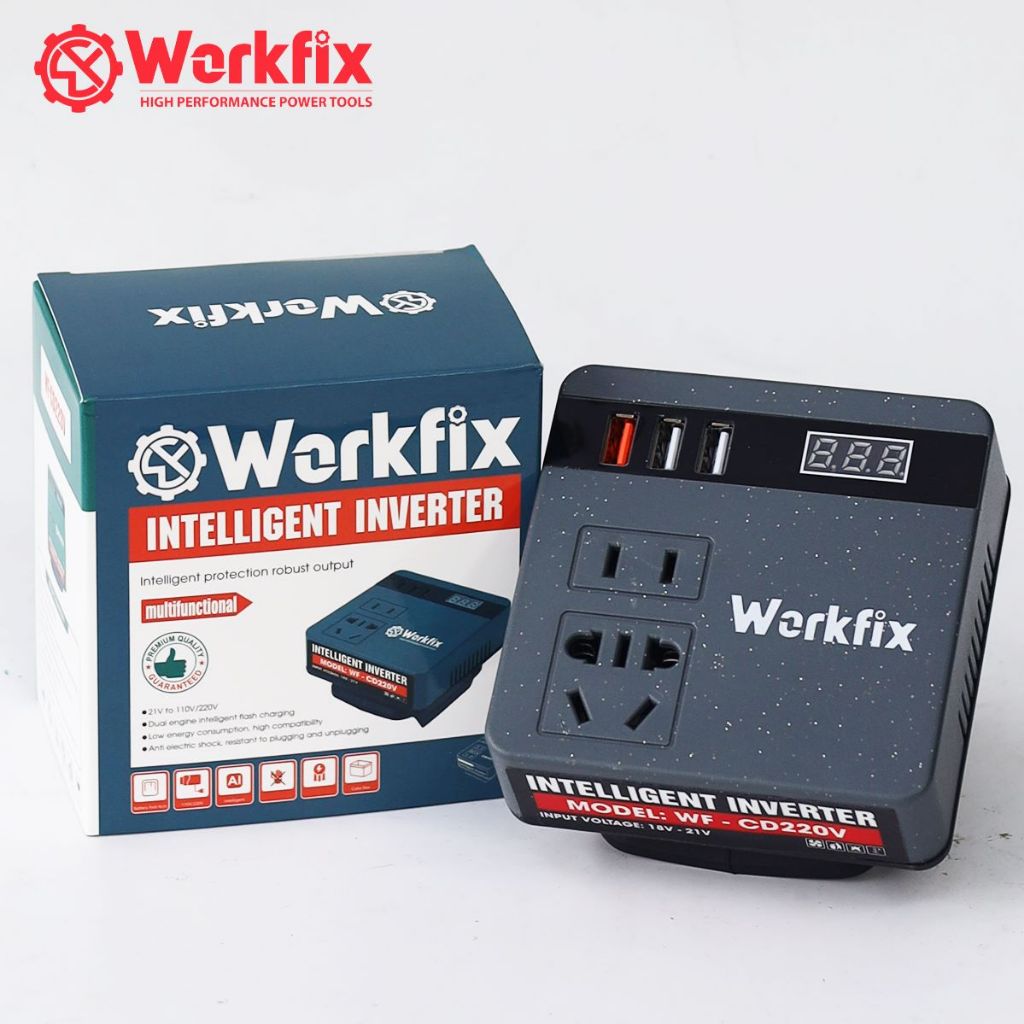 Bộ chuyển đổi biến tần thông minh Workfix WF-CD220V, 12/21/24V sang dòng xoay chiều, Kích điện inven
