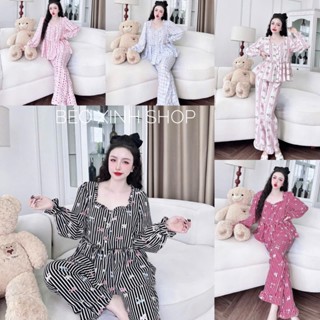  Đồ Bộ - Đồ Ngủ Tay Dài Quần Dài Vải Lụa Nhật Pijama Bigsize 50-100kg Bộ Ngủ Nữ Áo Ngủ Women Quần Ngủ - A.5642 