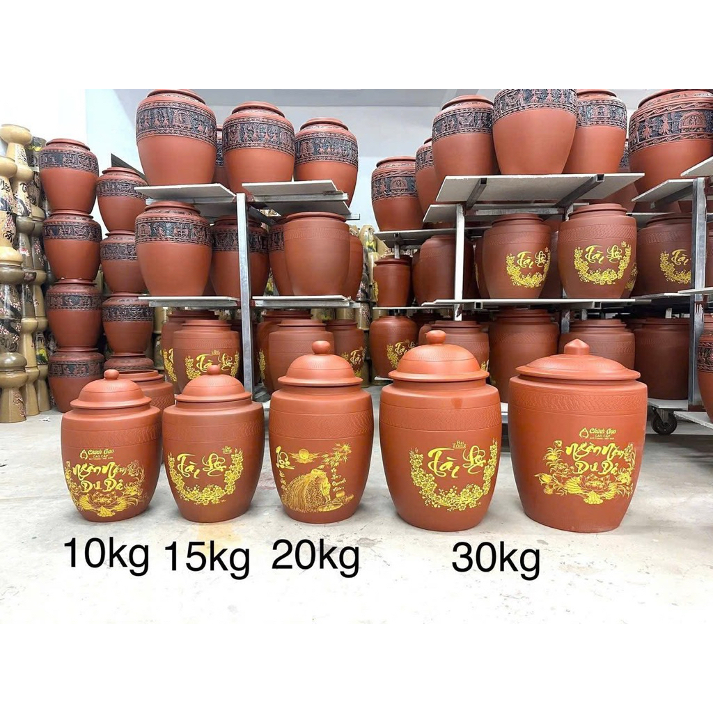 Chĩnh gạo, Hũ gạo Tài Lộc, Chum gốm đựng gạo cao cấp gốm Bát Tràng, Thùng gốm đựng gạo loại 1, chum gạo phong thuỷ