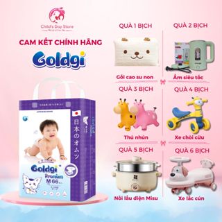 Bỉm Nhật Goldgi+ Premium - Tã Dán Cao Cấp Các Size NB92/S84/M66/L56 Siêu Mềm, Thấm Hút Chống Hăm