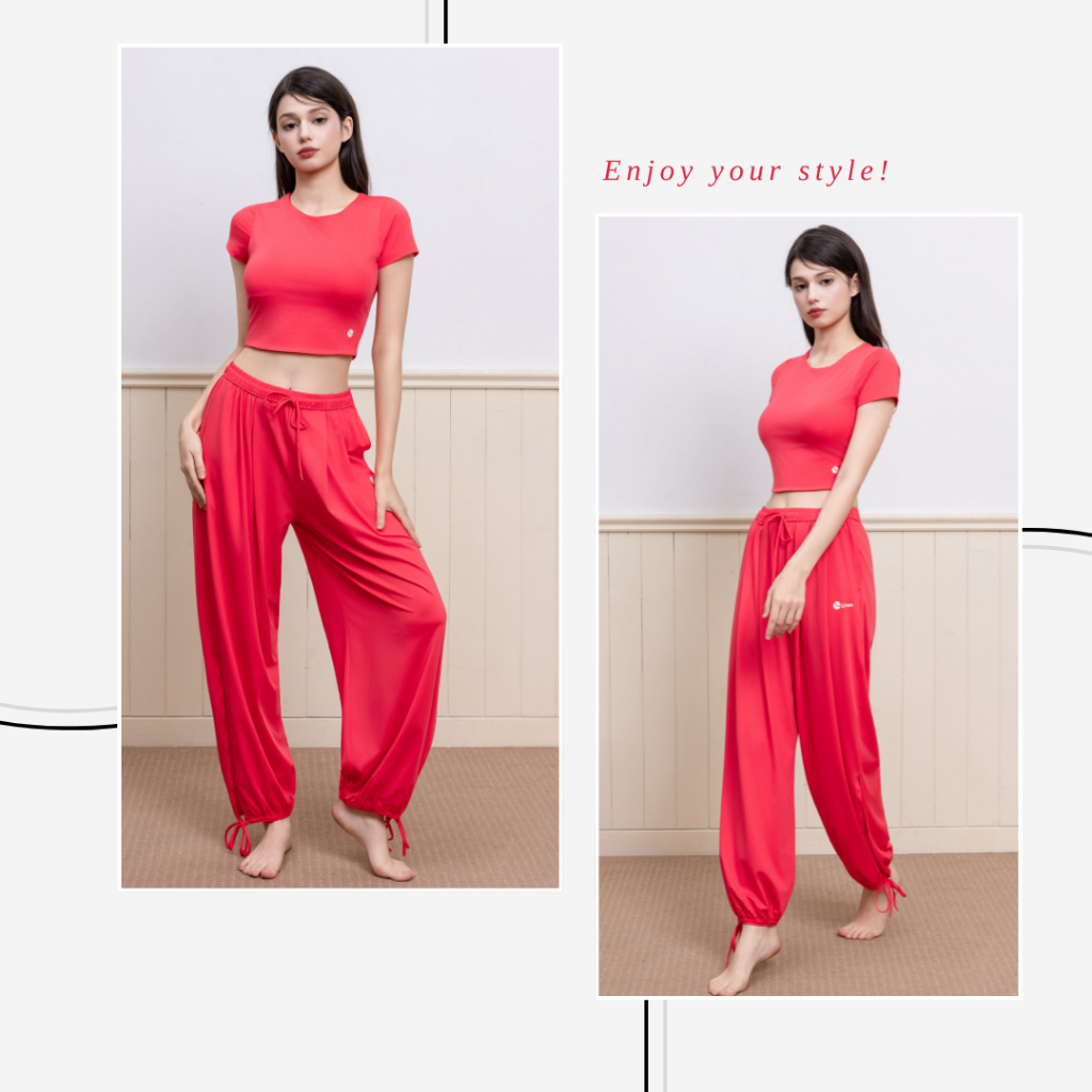 Bộ Tập Yoga Nữ Livan LV25N01F520, Áo Croptop Có Đệm & Quần Alibaba, Bộ Tập Yoga Flow Dáng Đẹp, Thoải