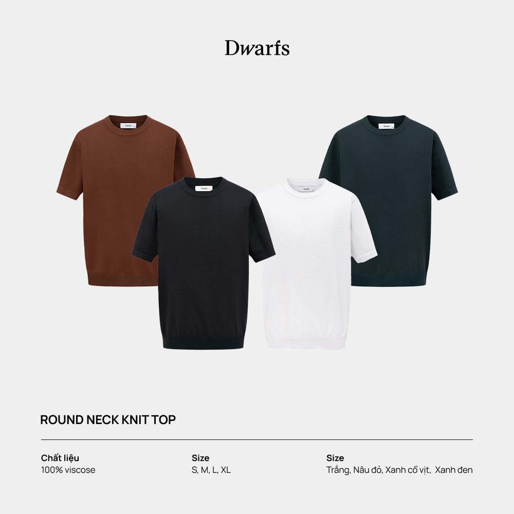Áo dệt kim ngắn tay cổ tròn DWARFS Round neck knit top