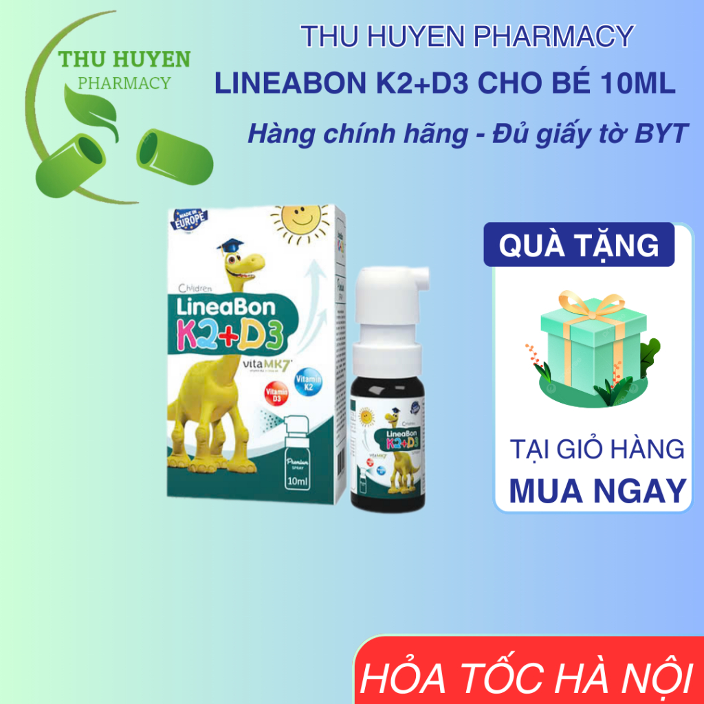 [Dạng xịt]Lineabon k2 d3 bổ sung d3 k2 giúp hấp thu canxi hiệu quả, cải thiện mật độ xương, giúp xươ